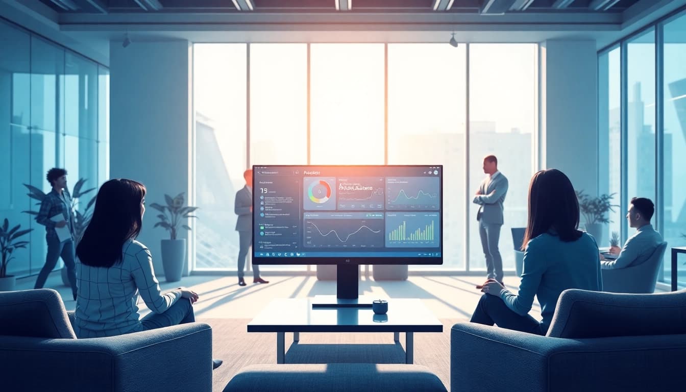 Engaging visual of an ai assistant for enterprise teams enhancing collaboration in a modern office.