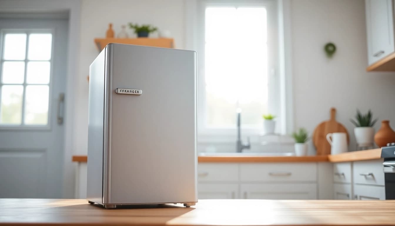 Check out this stylish affordable mini fridge and freezer perfect for your kitchen.