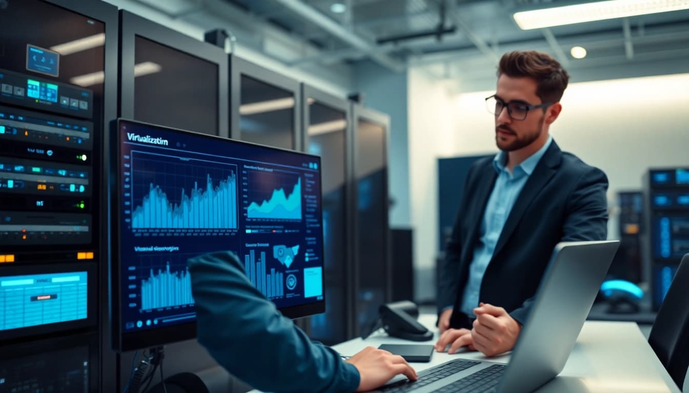 Highlighting the Best MSP for virtualization and storage in a professional office with advanced tech solutions.