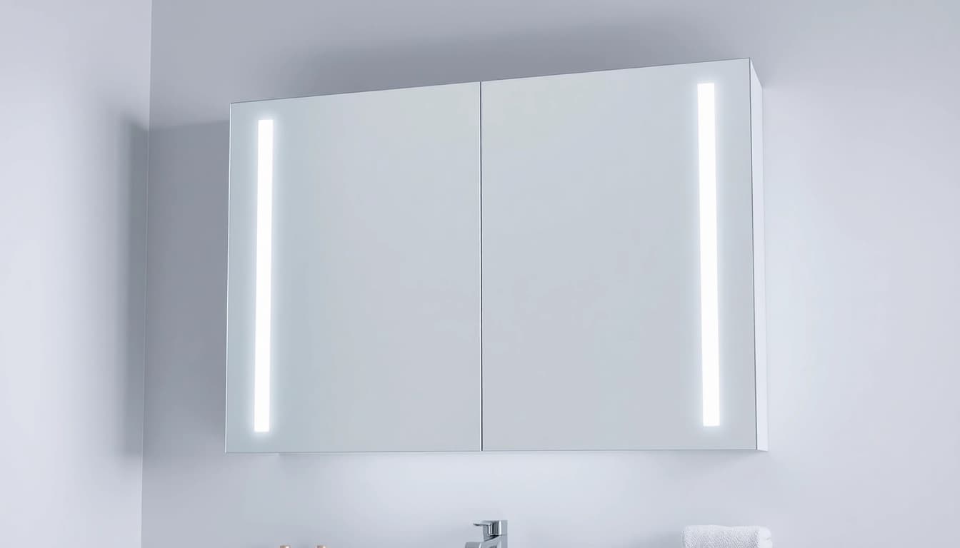 Praktischer spiegelschrank led mit sanfter Beleuchtung für modernes Badezimmer.