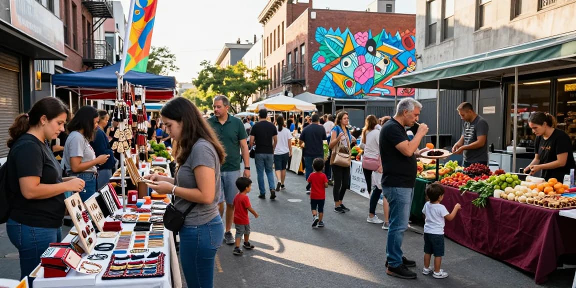 Vibrant street marketplace scene showcasing urban shopping experiences at https://forumup.org/shop/search.php?ca_id=&addr1=&addr2=&addr3=&schKeyword with diverse individuals enjoying local culture.
