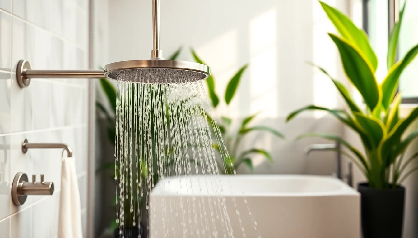 Showcasing sunny shower USA with elegant bathroom fixtures that inspire relaxation and modernity.