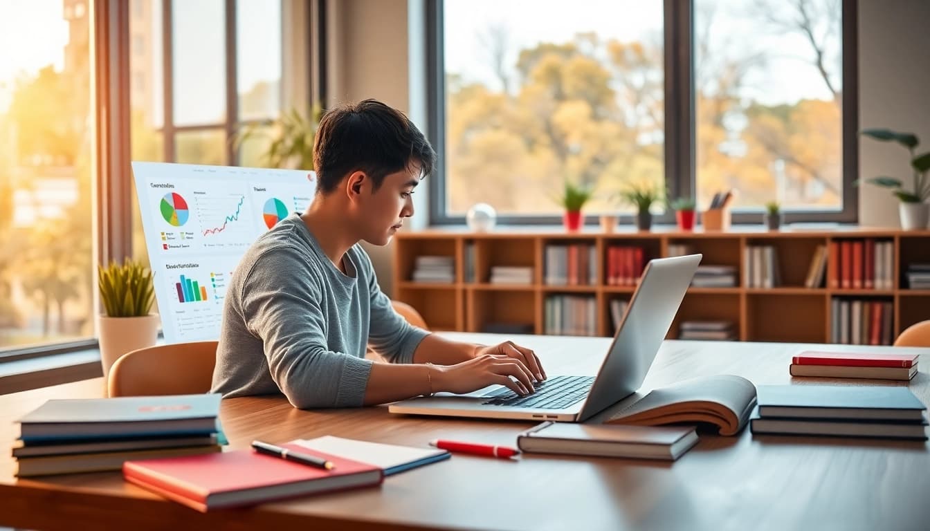 Youdao digital learning environment with a laptop and study materials