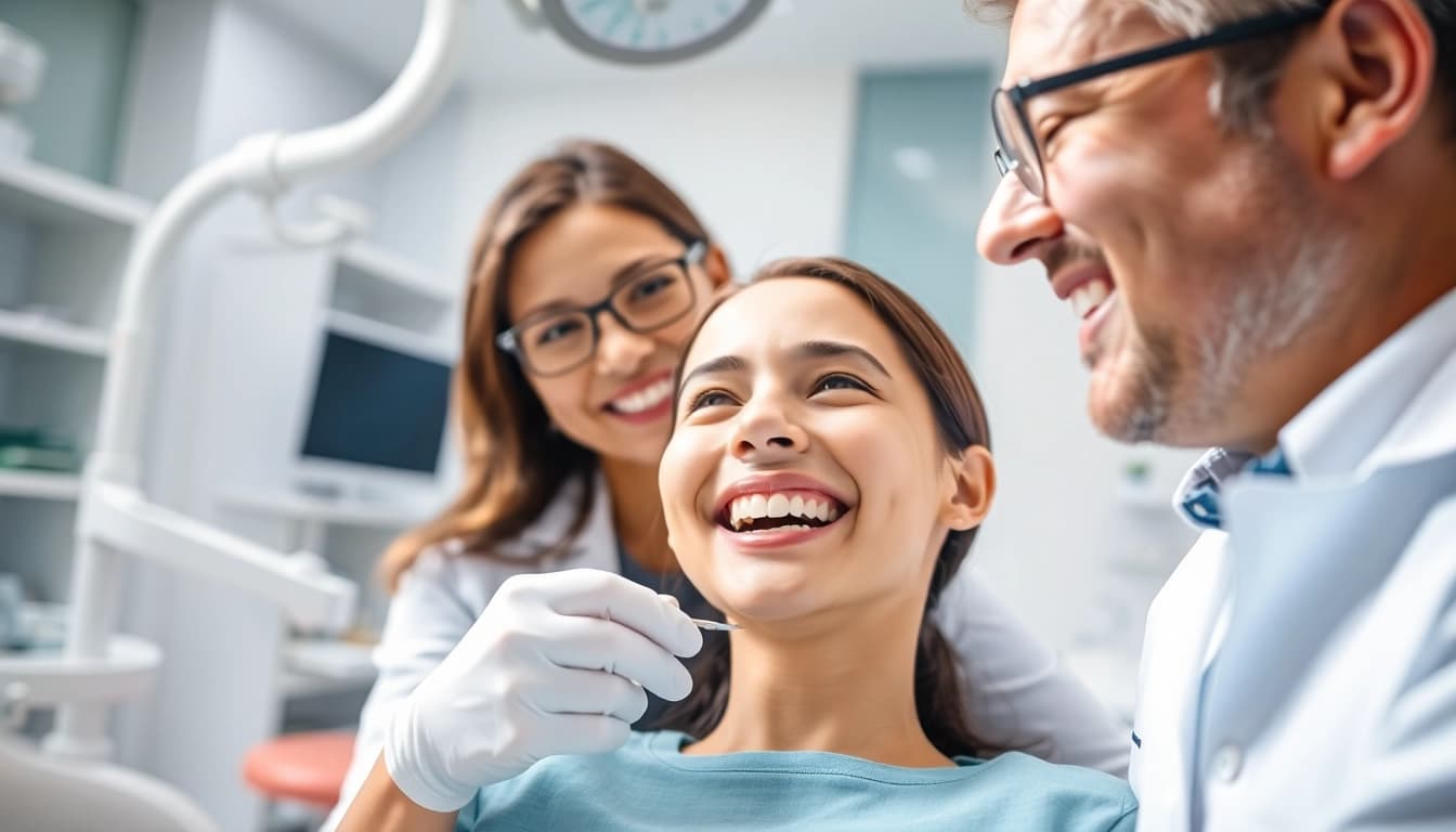 Edmonton orthodontist consulting with a patient in a bright, professional clinic.