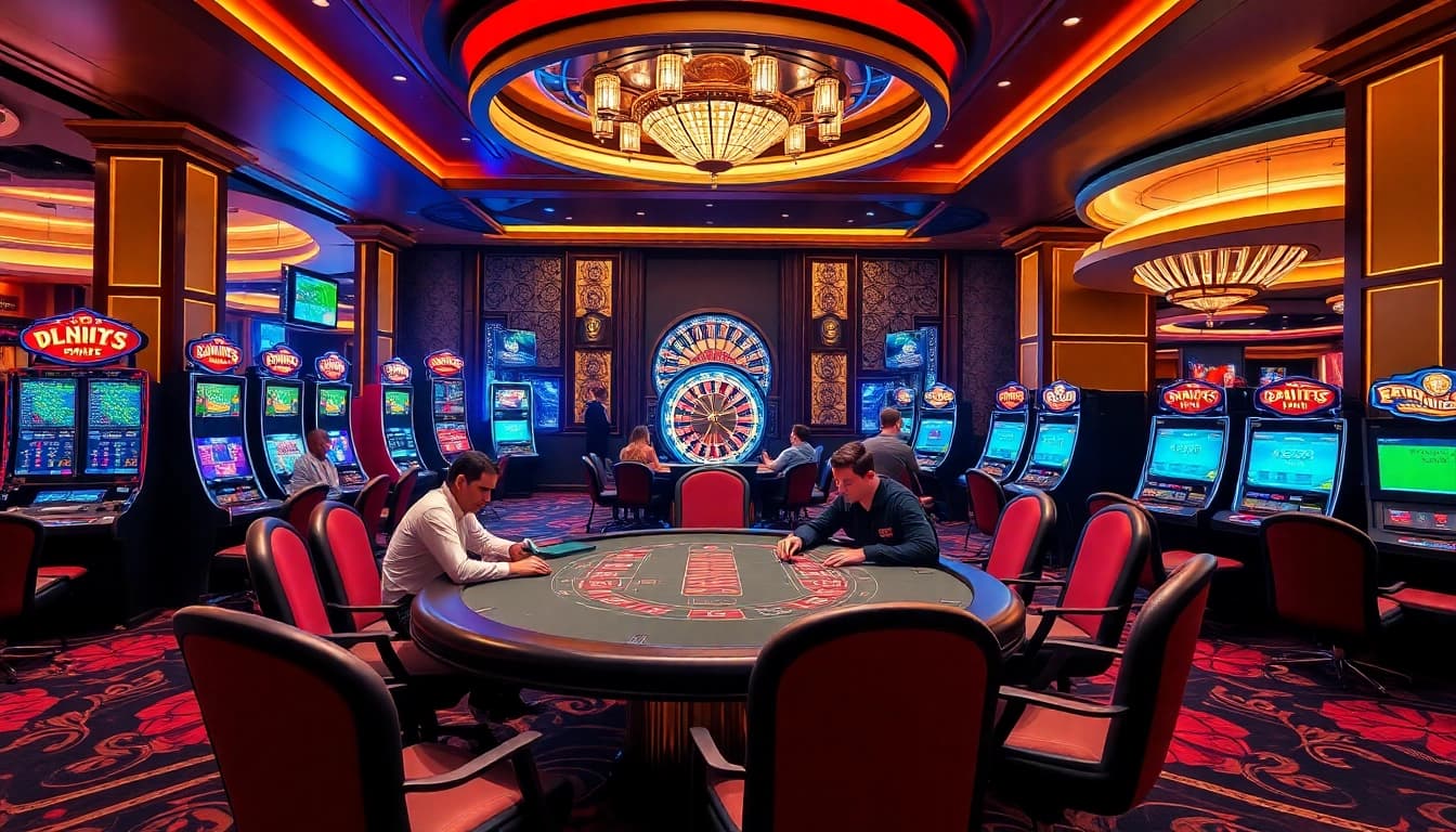 Experience thrilling gtatogel gameplay with luxurious poker tables and vibrant slot machines.