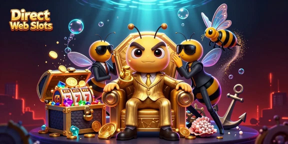 Spin to win with Direct Web Slots surrounded by exciting gaming elements and a casino atmosphere.