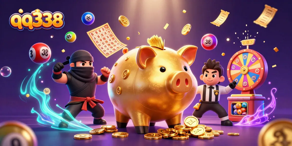 Engage with qq338's thrilling online gaming adventure featuring a sumo wrestler coin bank.