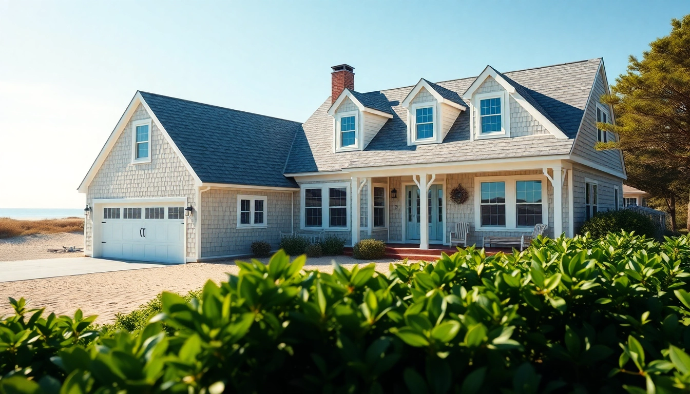 Cape Cod home showcasing classic architecture with an attached garage and coastal surroundings.