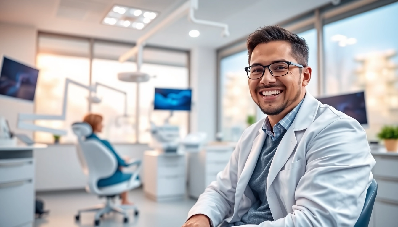 North Edmonton orthodontist consulting with a patient in a modern clinic.