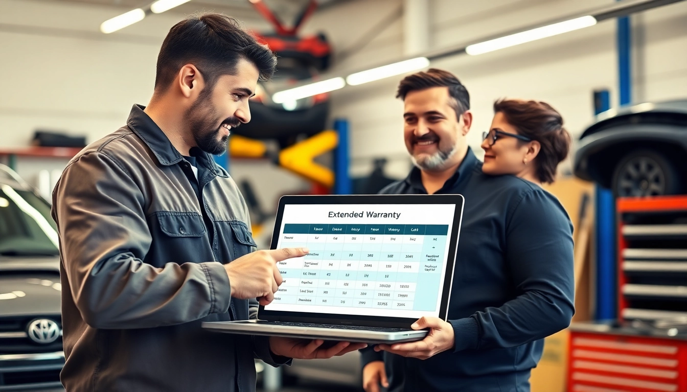 Compare extended car warranty vs manufacturer extended warranty in a professional mechanic's shop discussion.
