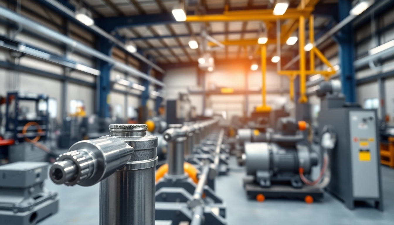 Showcasing custom hydraulic equipment in a professional manufacturing setting with detailed craftsmanship.