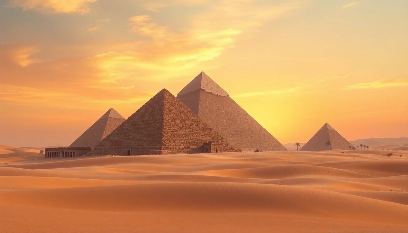 Explore the majestic Egyptian pyramids at https://piraminds.com/ surrounded by sweeping desert landscapes.