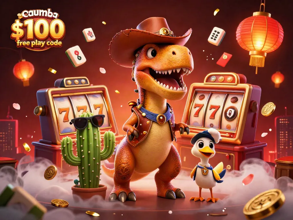 Play exciting games with the chumba casino $100 free play code, featuring vibrant 3D casino elements and characters.