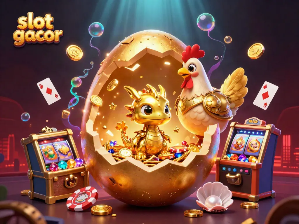 Menangkan jackpot di slot gacor dengan ilustrasi naga emas dan peti harta karun!