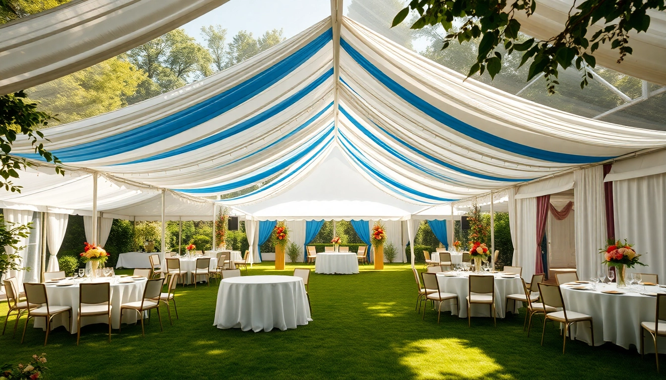 Host a stunning event with a variety of Party Tent Rentals elegantly displayed in a beautiful garden.