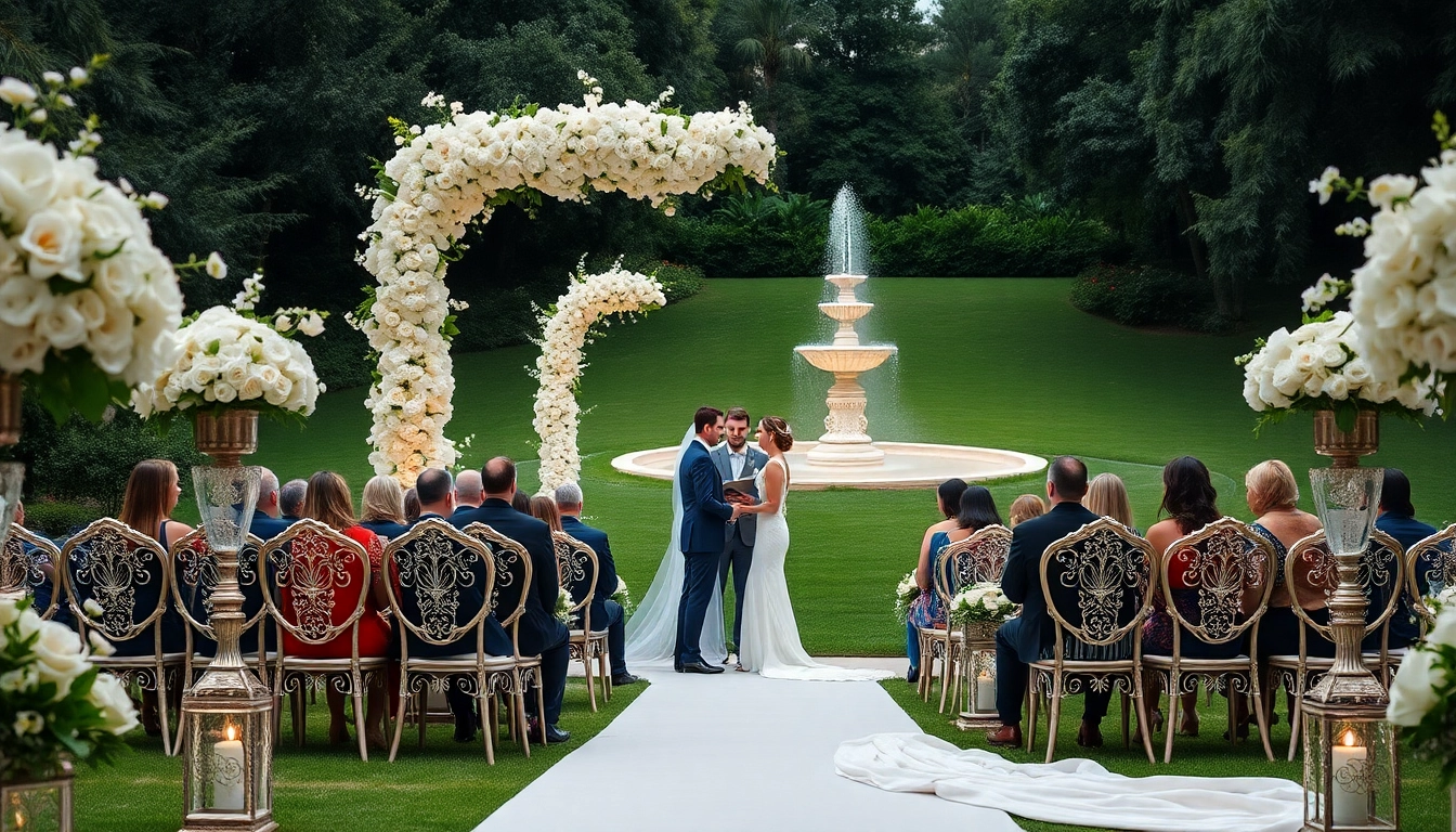 Experience the elegance of a Jacksonville Wedding Venue with a romantic garden setting and floral decorations.