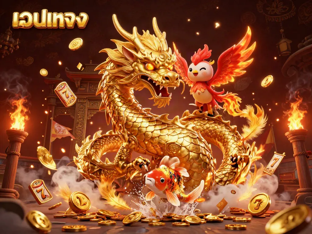 เล่นเกมกับเว็บตรงที่เต็มไปด้วยมังกรทอง, ฟีนิกซ์ และปลาเต่าทองในบรรยากาศมงคล