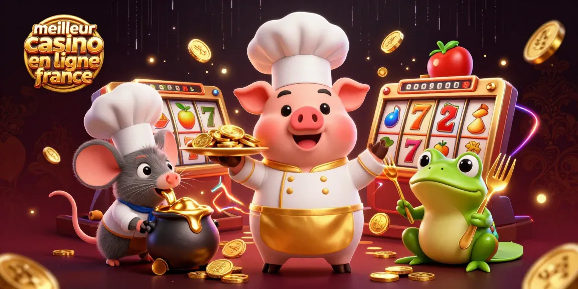 Le meilleur casino en ligne France propose une scène captivante avec des personnages et des éléments de jeu en 3D.