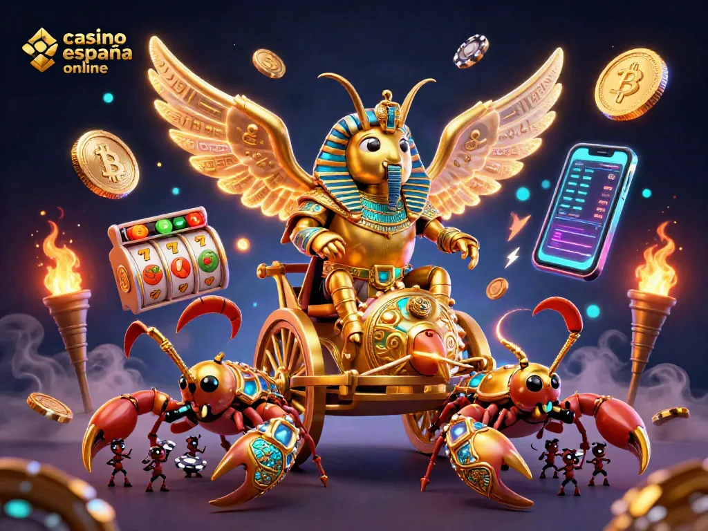 Disfruta de la emoción del casino españa online con un escarabajo dorado y símbolos de jackpot.