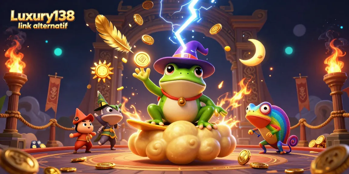 Experience Luxury138 link alternatif with vibrant casino-themed 3D illustration showcasing excitement and gaming.