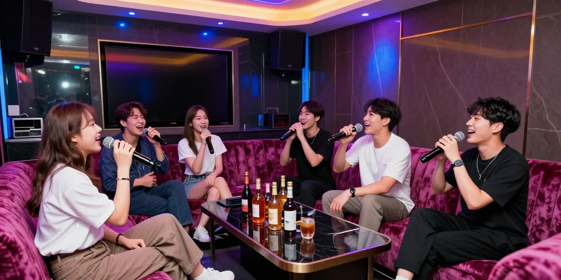 인천쓰리노 karaoke room showcasing vibrant nightlife with friends enjoying drinks and singing.