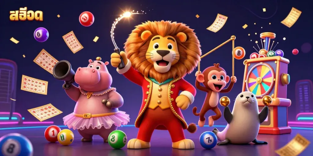 Experience สล็อต excitement with colorful elements and dynamic action in a captivating casino scene.