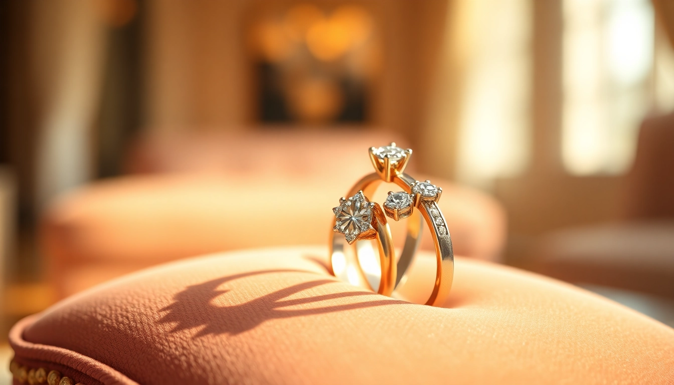 Beautiful couple rings displayed elegantly to signify love and commitment.