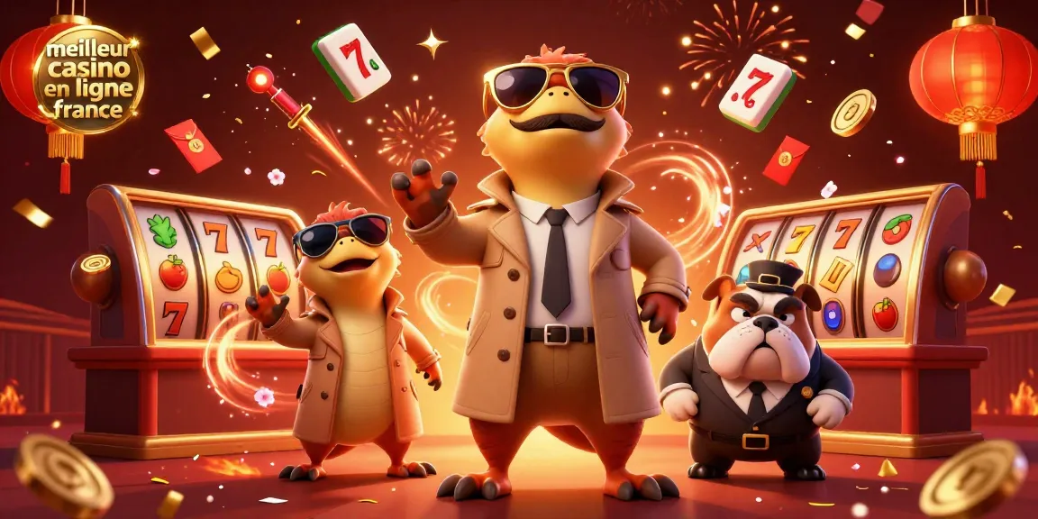 Ressentir l'excitation du meilleur casino en ligne France avec des raptors en trench coat et des éléments de jeu scintillants.