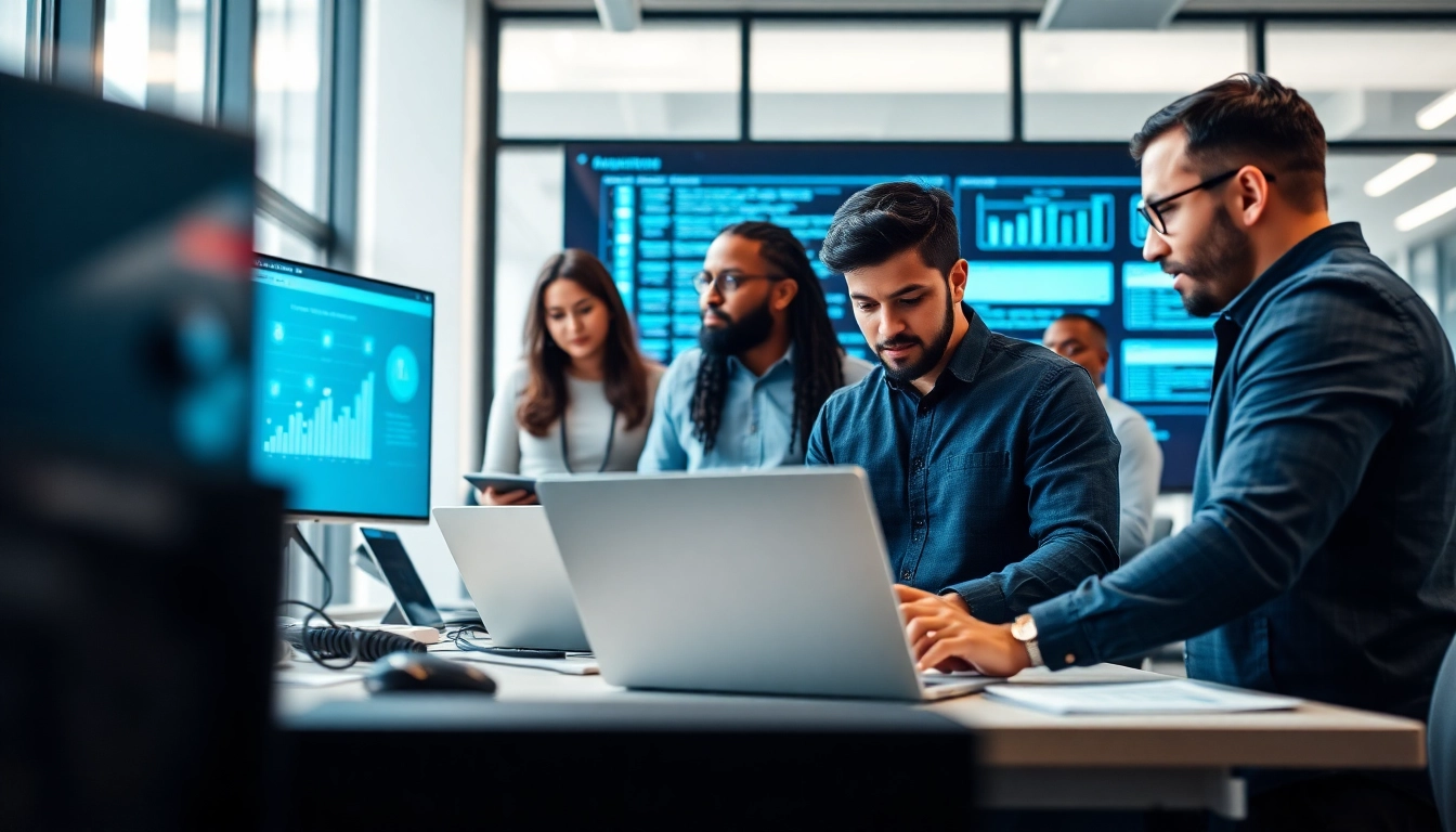 Engaged team providing managed IT services near me in a modern office setting.