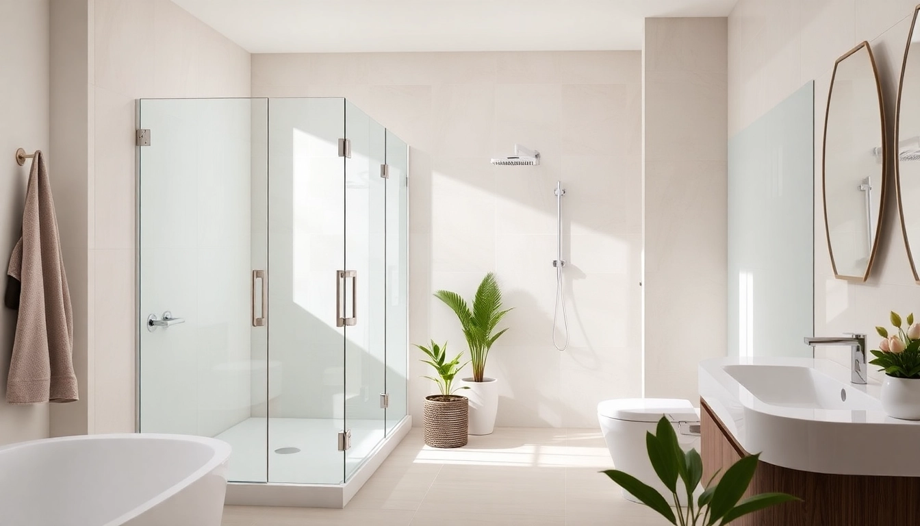 Showcase modern semi-frameless shower screens enhancing a stylish bathroom space.