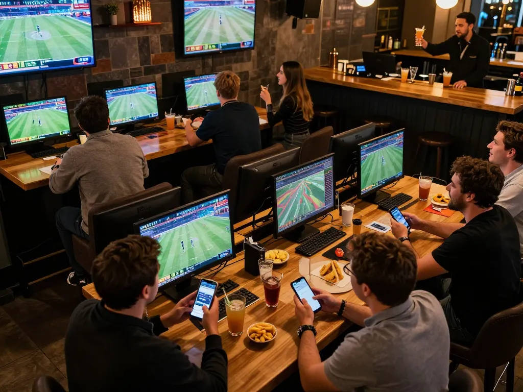 F168 bettors watching live games while engaging with their smartphones for sports betting
