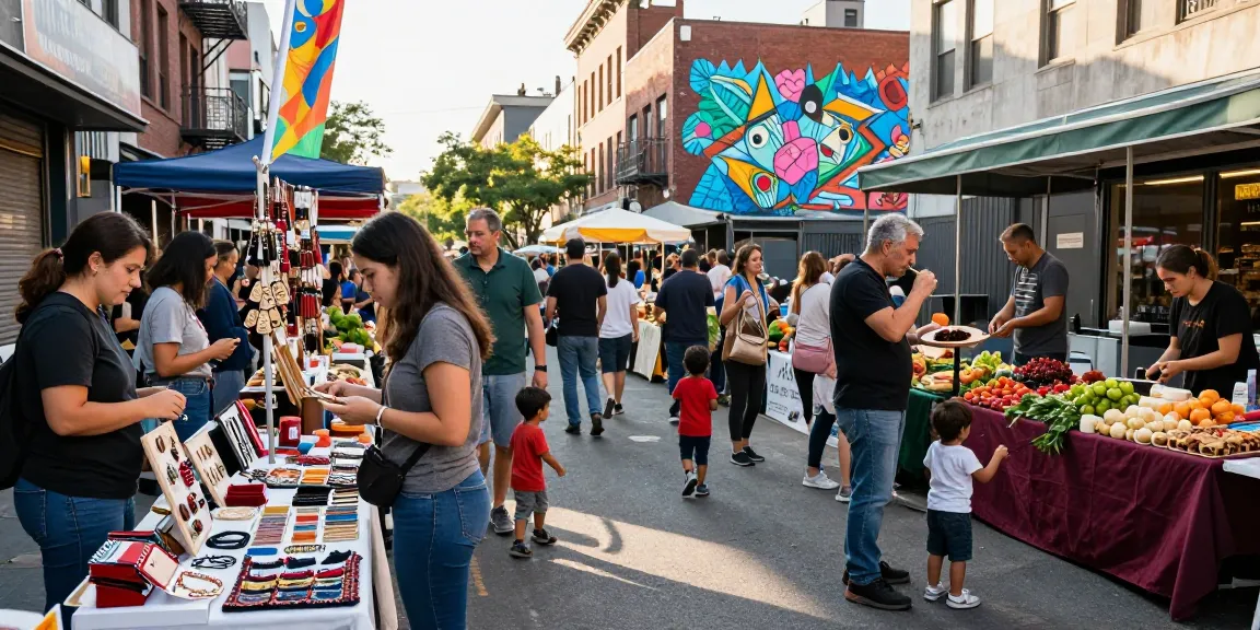 Vibrant street marketplace scene showcasing urban shopping experiences at https://forumup.org/shop/search.php?ca_id=&addr1=&addr2=&addr3=&schKeyword with diverse individuals enjoying local culture.