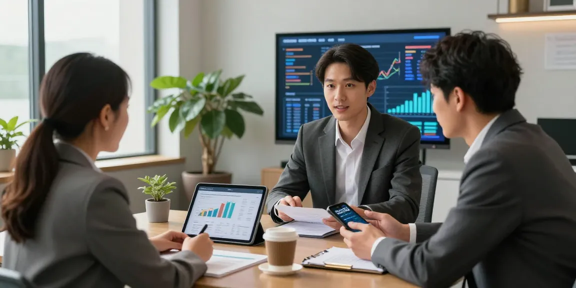 Client discussing 신용카드현금화 options with financial advisor at modern office