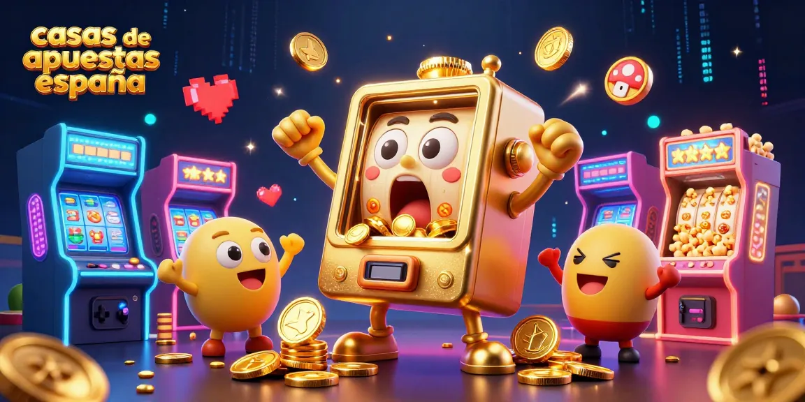 Gana en las casas de apuestas España con una divertida tragamonedas dorada que celebra su jackpot.