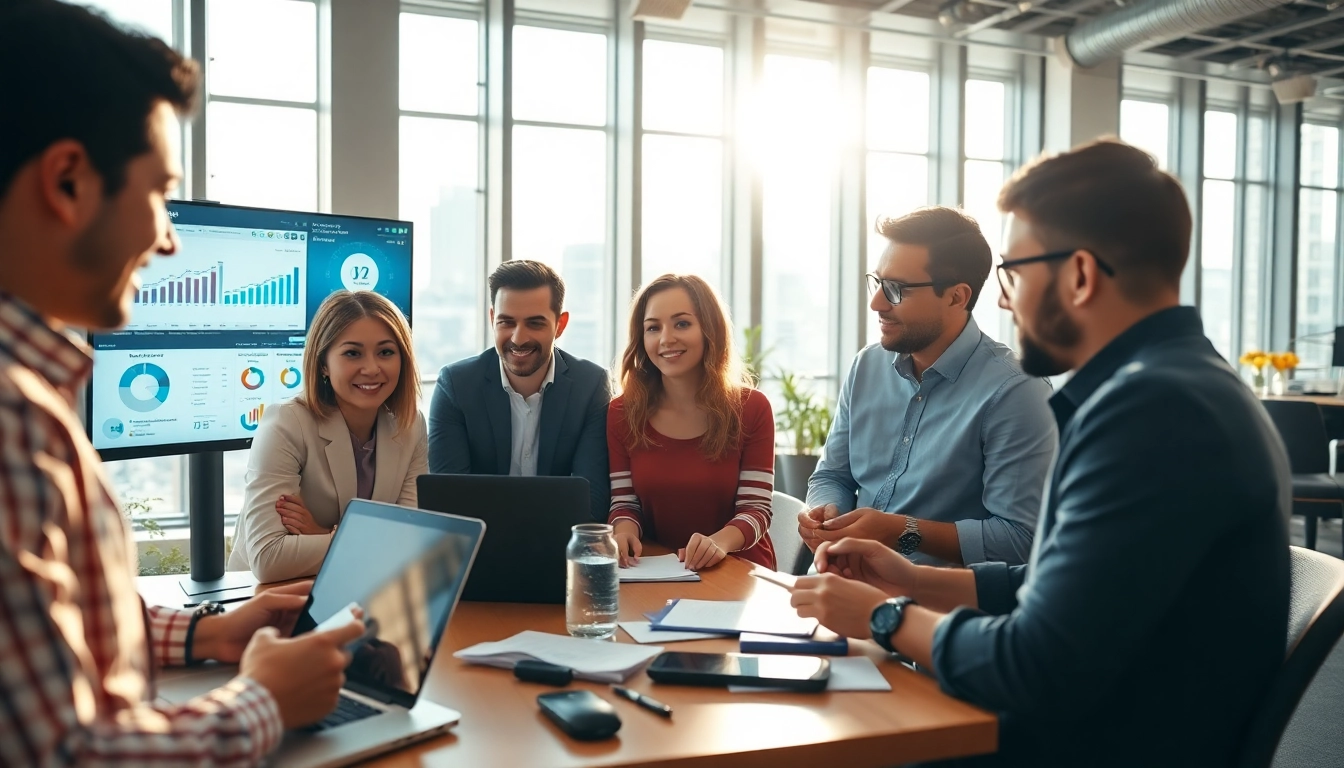 Implementing smm services with a professional marketing team in a collaborative office.