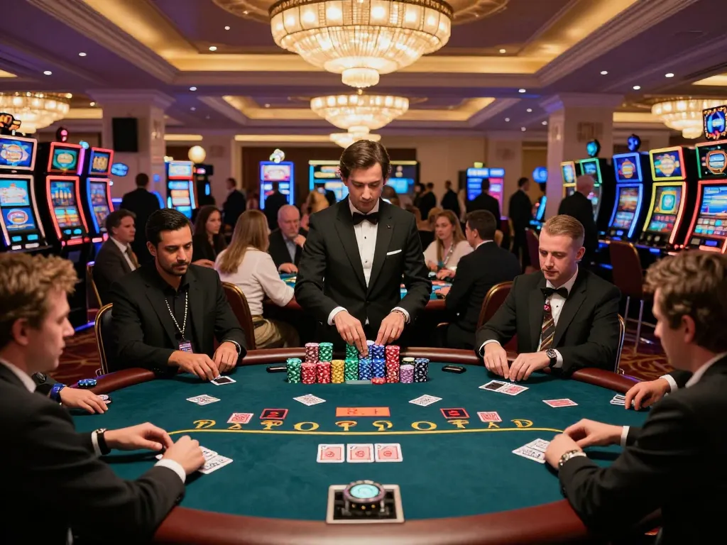 Players engaging in Texas Hold'em at a vibrant casino, showcasing the thrilling experience of 58win gaming.