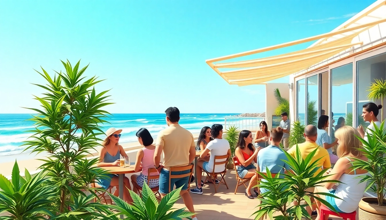 Cannabis Social Club Lloret de Mar, a vibrant social space with members engaged in friendly conversation.