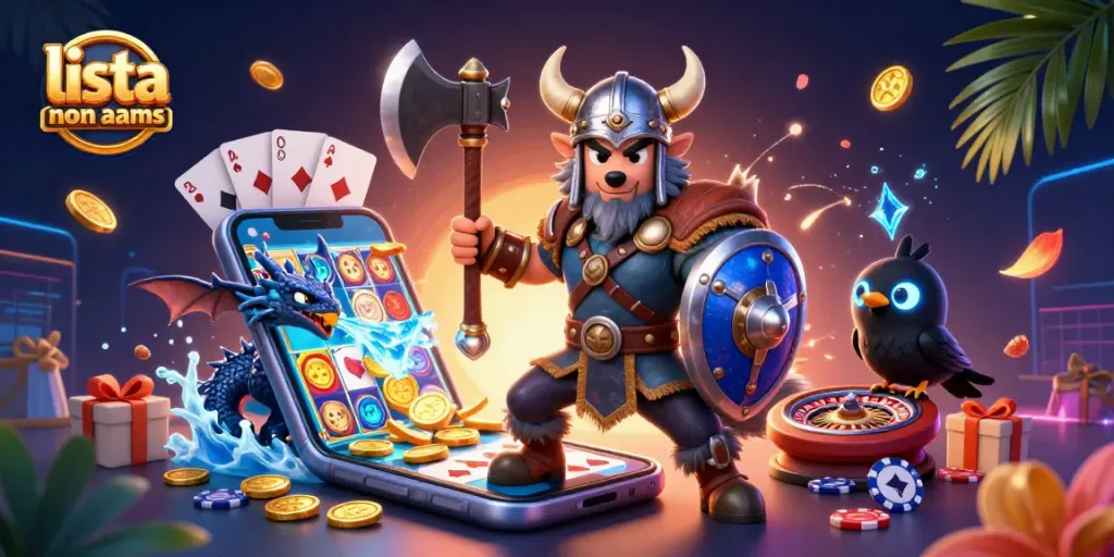Giocare su una lista casino non AAMS con il guerriero vichingo e il drago in un'illustrazione 3D vivace.