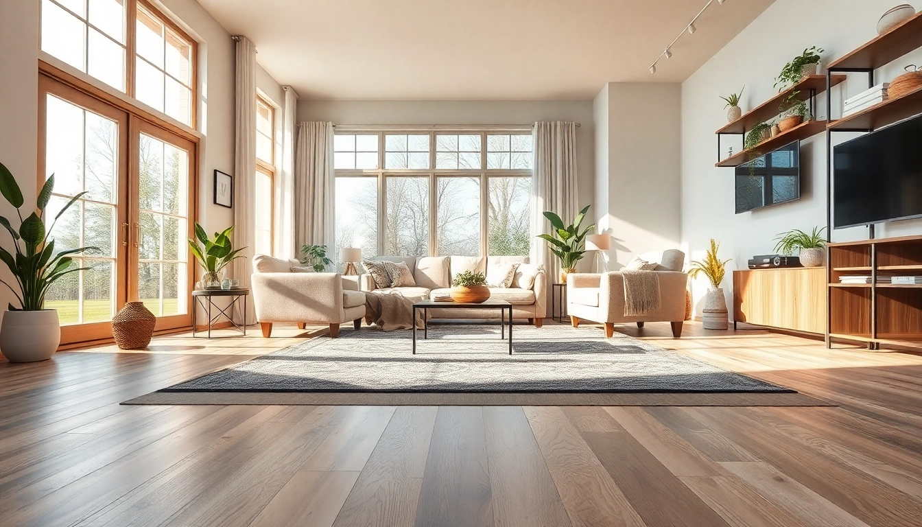 Flooring companies near me showcase elegant vinyl flooring in a cozy living room setting.