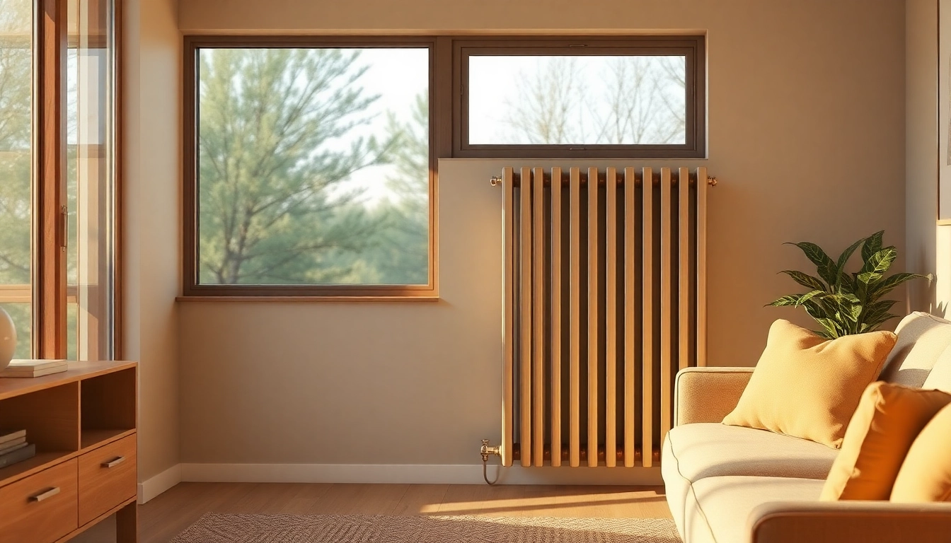 heizkörper in modernem Wohnraum mit eleganter Design und warmem Licht.