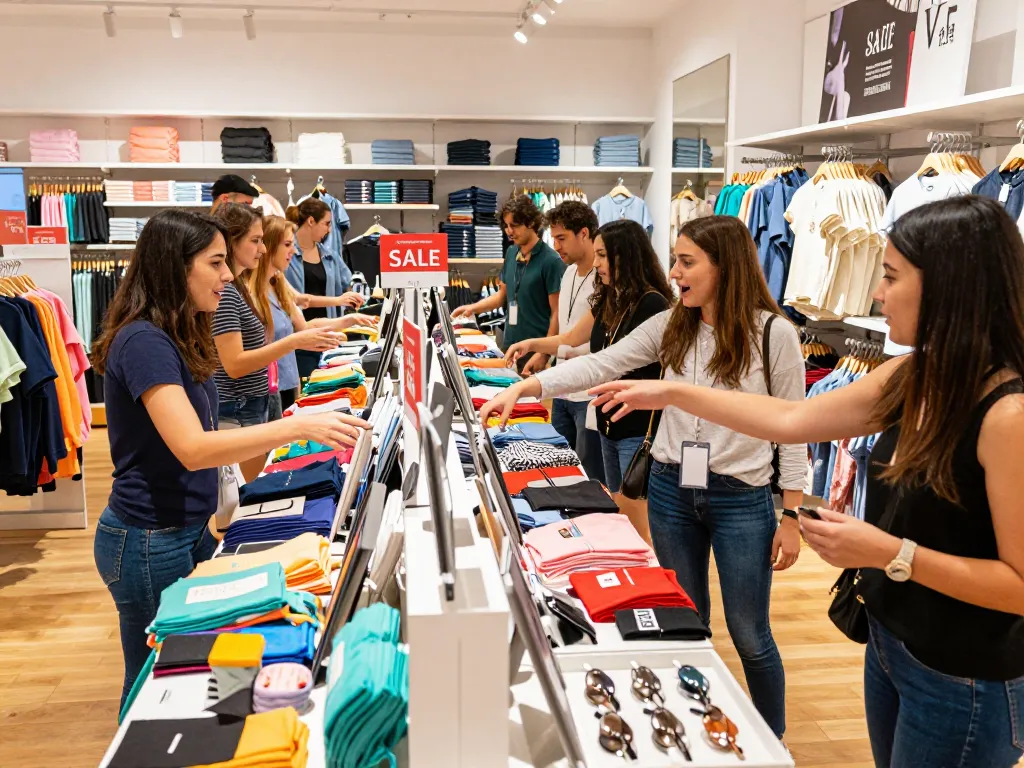 Shopper at https://hubet88.icu/ browsing colorful product displays in vibrant retail environment