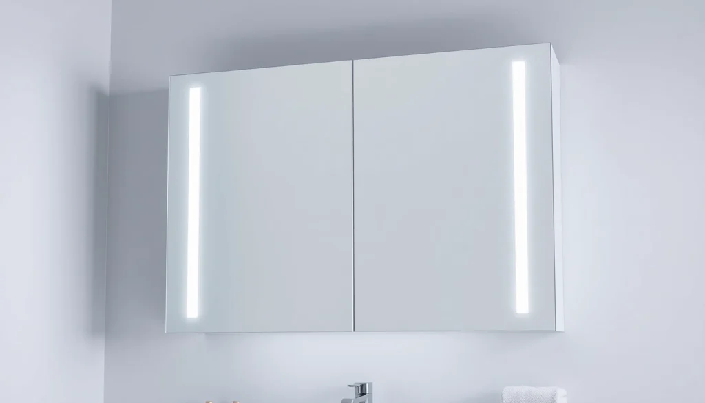 Praktischer spiegelschrank led mit sanfter Beleuchtung für modernes Badezimmer.