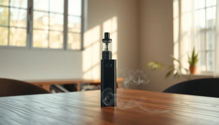 Erleben Sie vozol mit einem eleganten Vape-Gerät und erweitertem Rauch in natürlichem Licht.