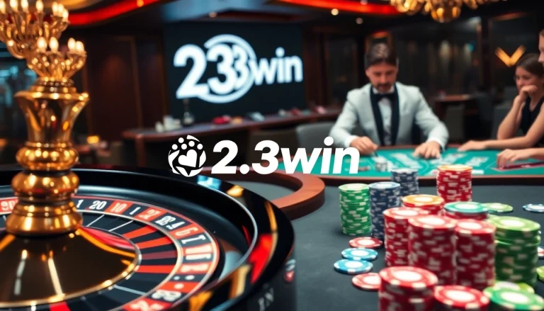 Experience thrilling gameplay at 23win with poker stars, exciting roulette wheels, and vibrant casino vibes.