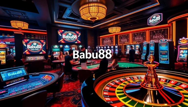 Gamblers enjoying thrilling games at Babu88 casino, showcasing excitement and luxury.