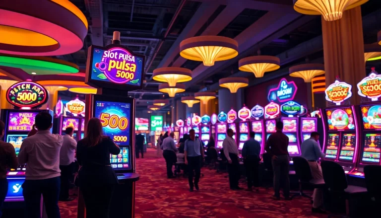 Jelajahi kesenangan bermain slot pulsa 5000 di mesin slot modern yang cerah.