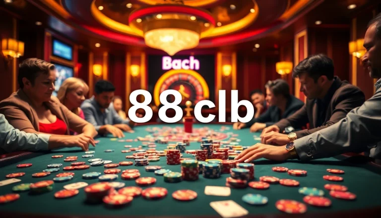 Experience thrilling moments at 88clb casino tables with poker chips and cards in action.