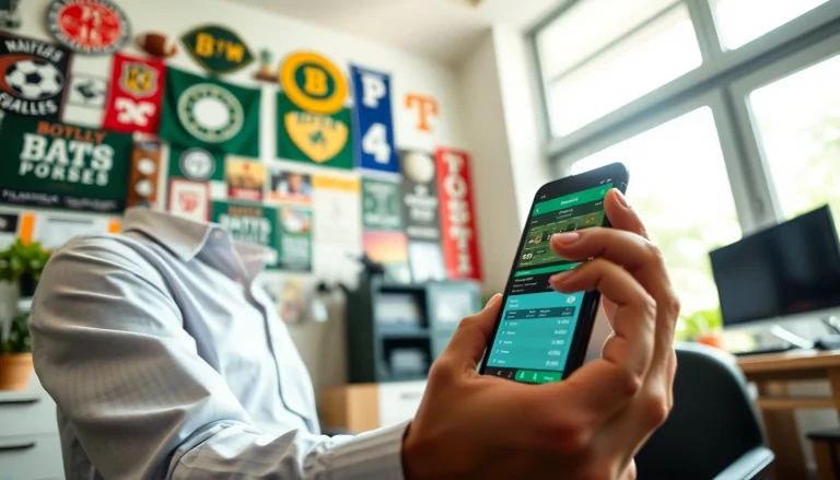 Engaging image showcasing online sportsbooks Alabama with a bettor analyzing a betting app.