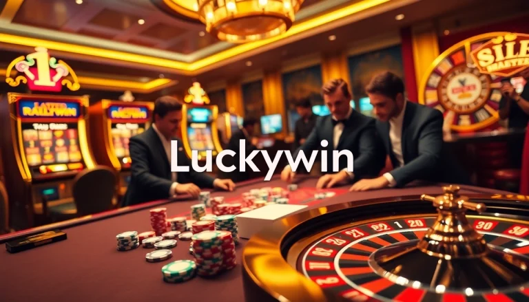 Experience the thrill of gambling with Luckywin at a vibrant casino table filled with excitement.