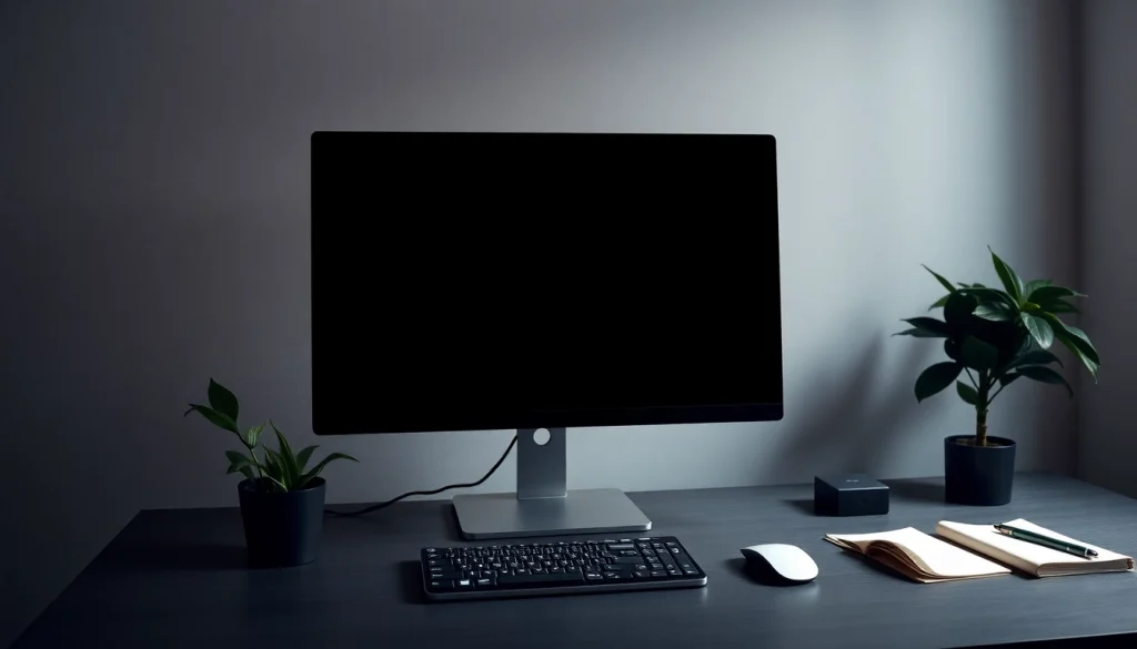 Focused workspace with a schermo nero on display for enhanced concentration and comfort.